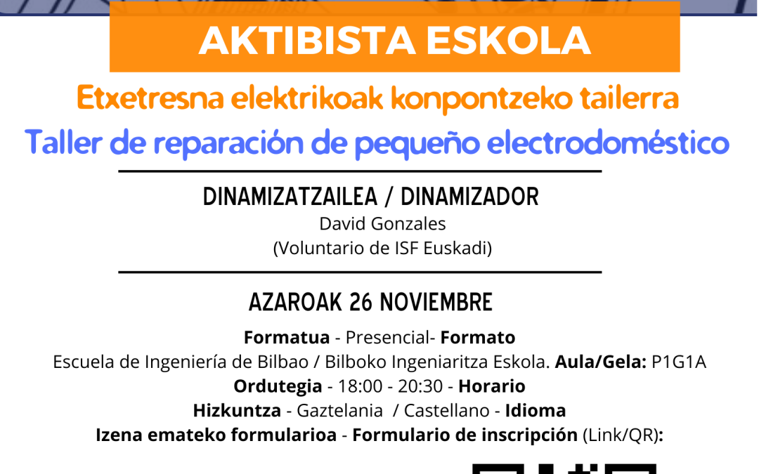 AKTIBISTA ESKOLA: Taller de reparación de pequeños electrodomésticos